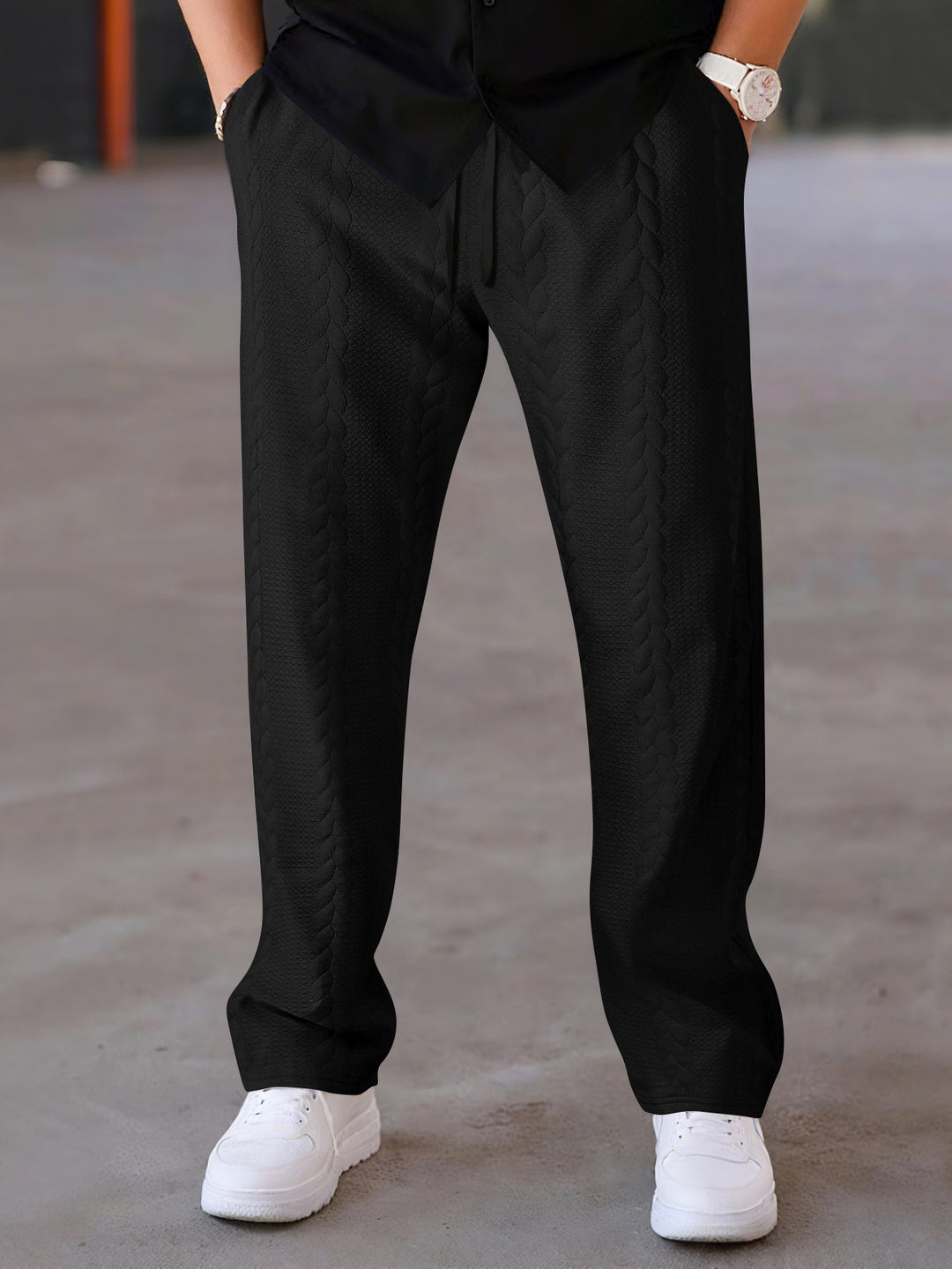 Herren Freizeit-Hose mit innovativem Textilmuster und elastischem Bund Echoarchiv
