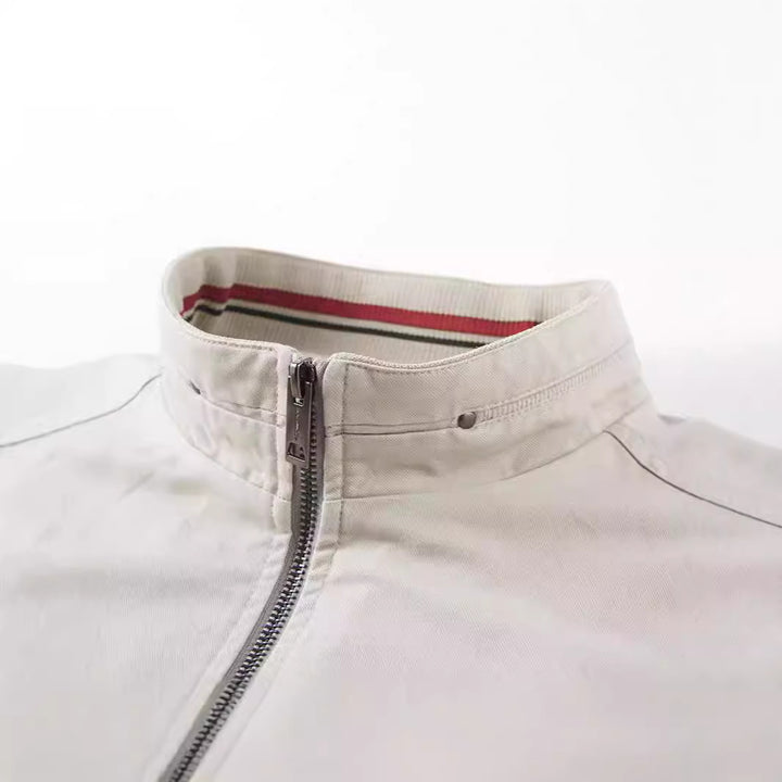 Herren Leichte Übergangsjacke mit Stehkragen, Frontreißverschluss und Innengrafik Echoarchiv