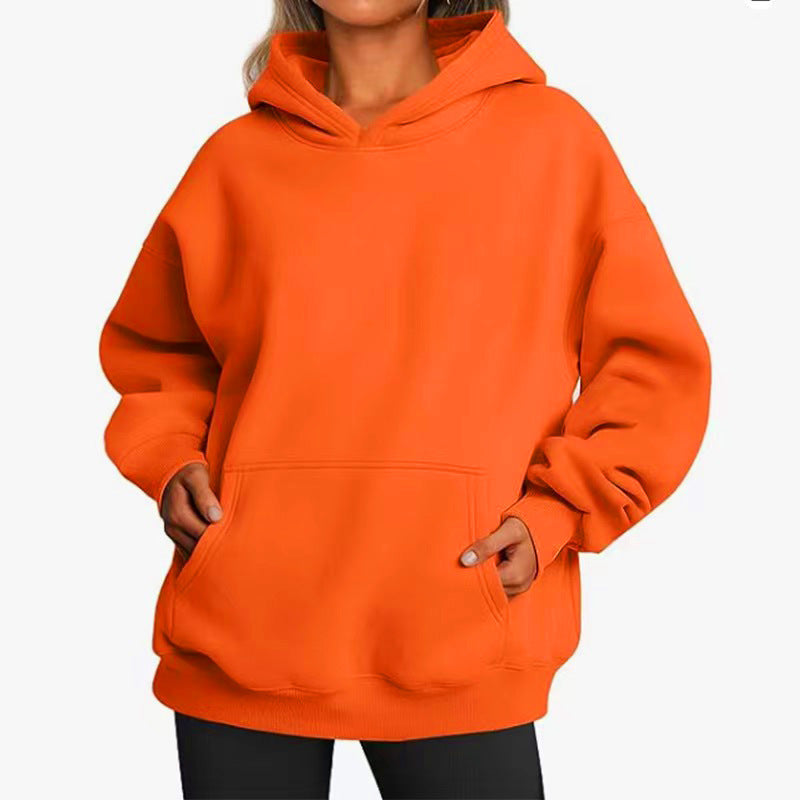 Damen nan Longline-Oversize Hoodie mit tiefer Schulter, verstärkter Kängurutasche und geripptem Saum Echo Archiv