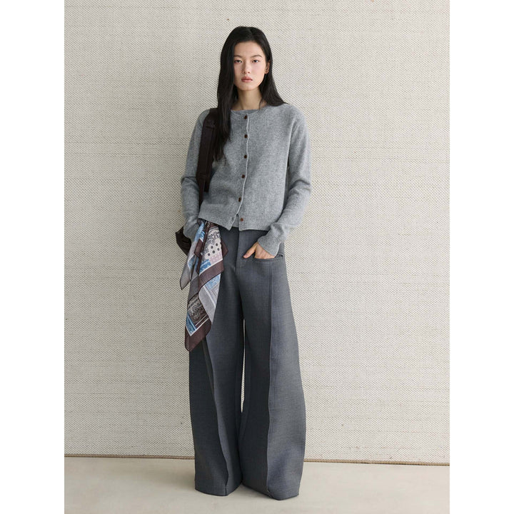 Damen Feiner Feinstrick-Cardigan mit passendem Rundhals-Pullover Echoarchiv