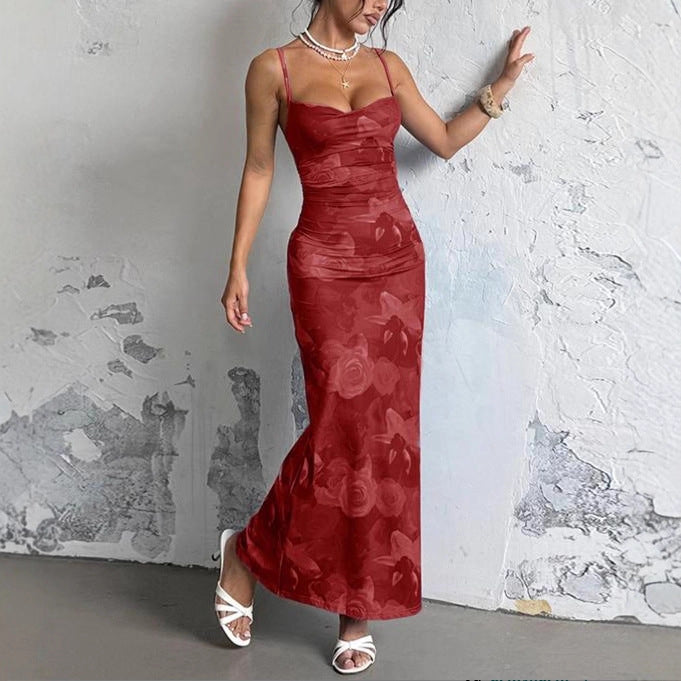 Damen Maxi-Kleid mit asymmetrischem Schnitt und fließendem Stoff Echo Archiv