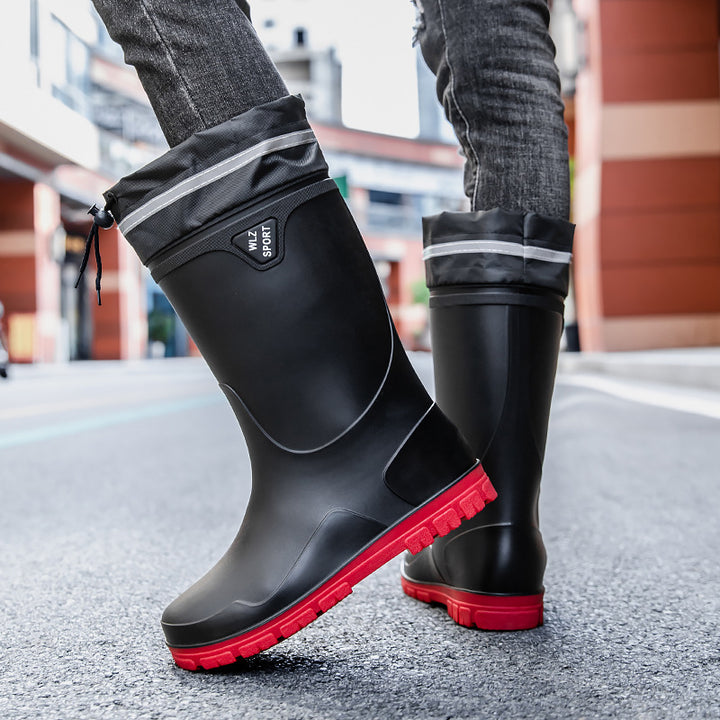 Herren Outdoor-Gummistiefel mit Thermokragen, Zugkordelverschluss und rutschfester Profilsohle Echoarhiv