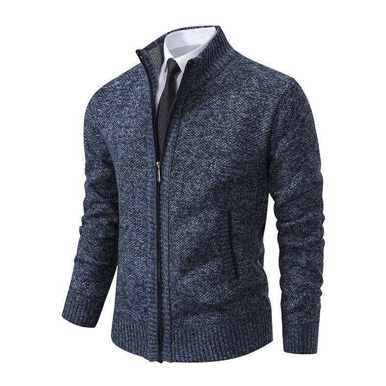 Herren Strickjacke mit hohem Kragen und elegantem Reißverschluss Echoarchiv