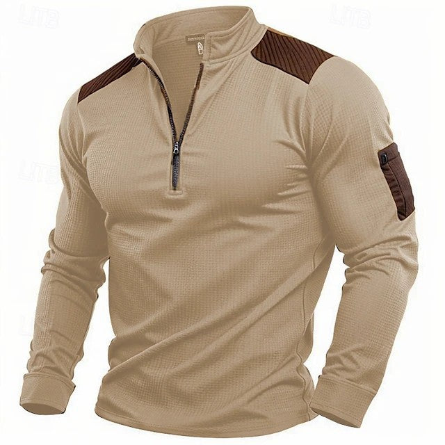 Herren Langarmshirt mit Stehkragen und Reißverschluss Echoarchiv