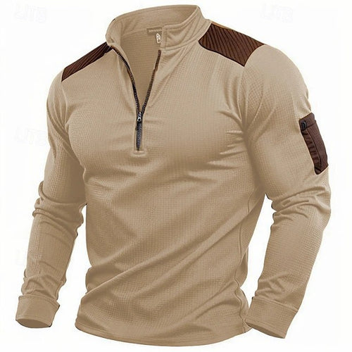 Herren Langarmshirt mit Stehkragen und Reißverschluss Echoarchiv