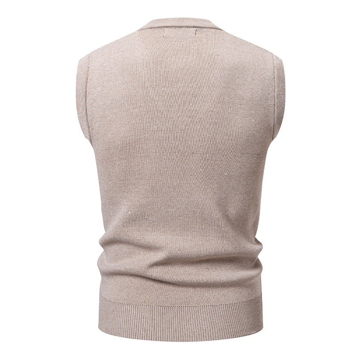 Herren ärmellose Strickjacke mit V-Ausschnitt und strukturiertem Design Echoarchiv