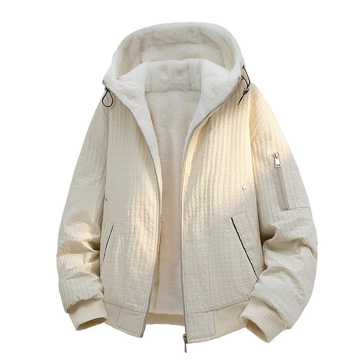 Damen Gefütterte Teddy-Fleece Bomberjacke mit Kapuze und feiner Steppstruktur Echo Archiv