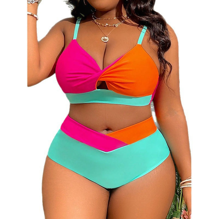 Damen Hochgeschnittener Bikini mit kreativem Farbblock-Design Echo Archiv
