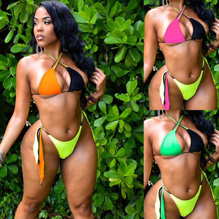 Damen Triangel-Bikini mit asymmetrischem Design und verspielten Bändern Echo Archiv