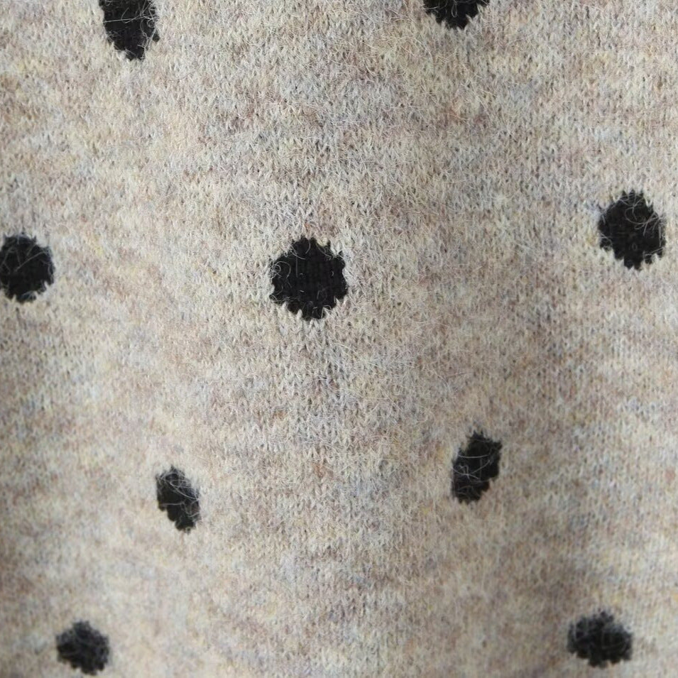 Damen Gepunkteter Oversize-Strickpullover mit Rundhalsausschnitt Echoarchiv