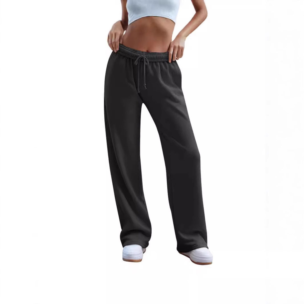 Damen weite Komfort-Loungehose mit hochgeschnittener Taille, elastischem Bund und Kordelzug – Avélisse