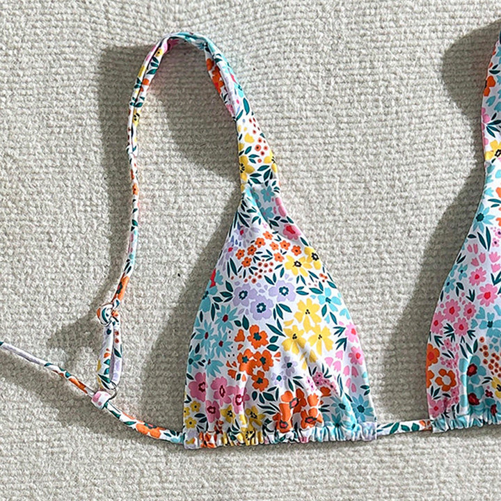 Damen Triangel-Bikini mit verstellbaren Trägern und floralem Design Echo Archiv