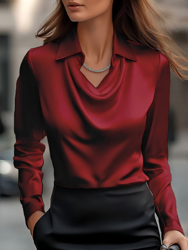 Damen Elegante Bluse mit asymmetrischem Kragen und fließendem Fall Echoarchiv