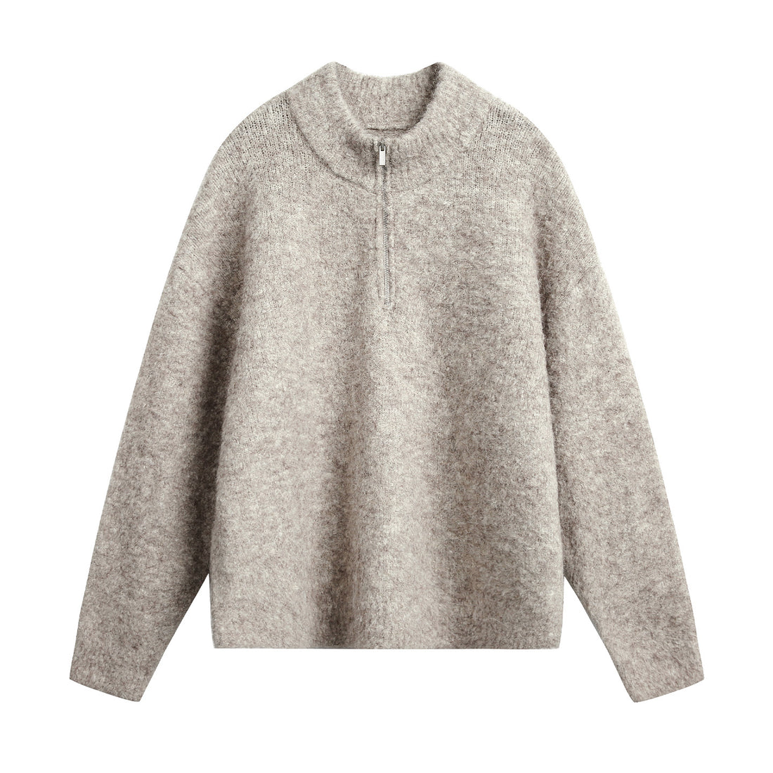 Damen Oversize Wollmix-Pullover mit halbem Reißverschluss Echo Archiv