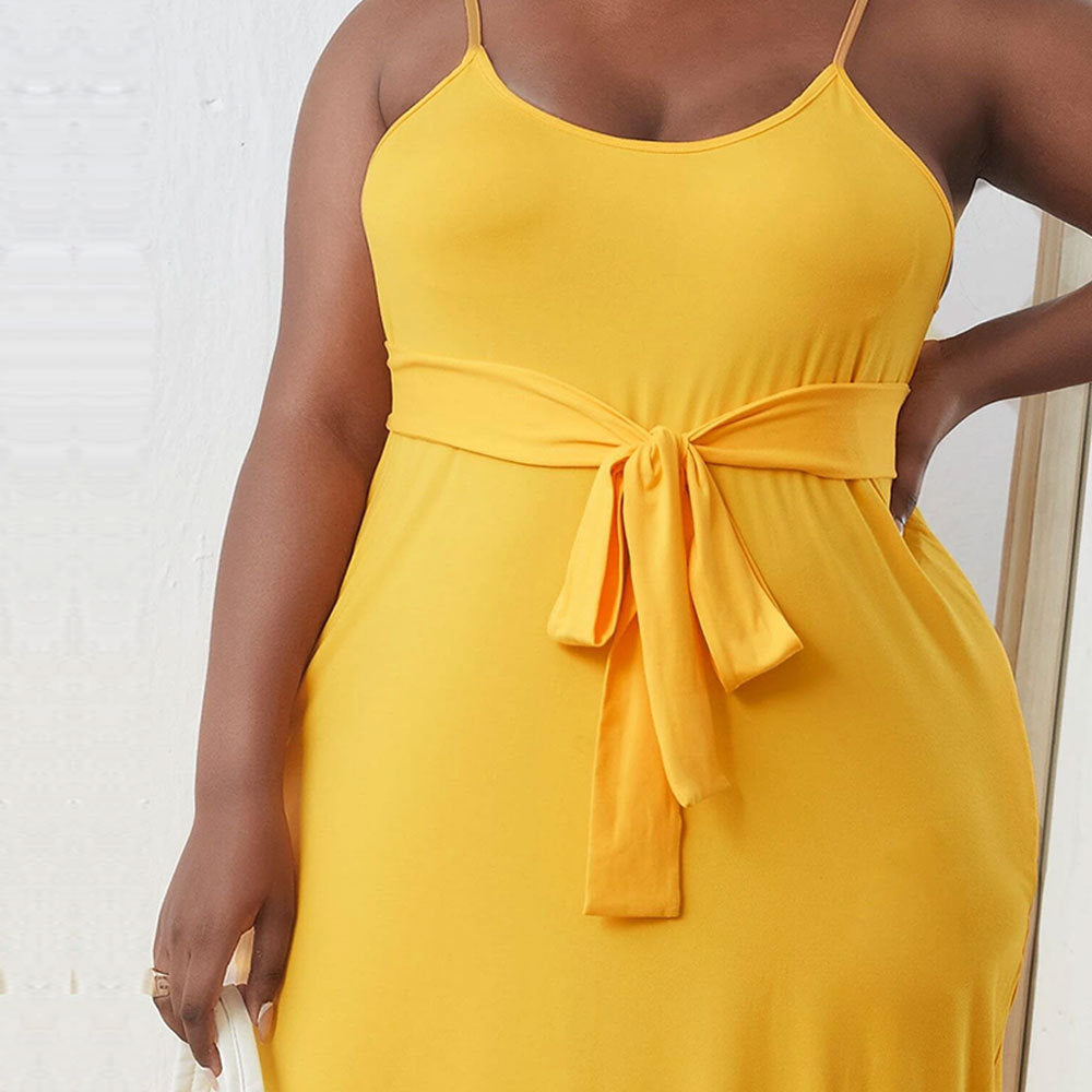 Damen Maxikleid mit zartem Bindeband und verstellbaren Spagettiträgern Echo Archiv