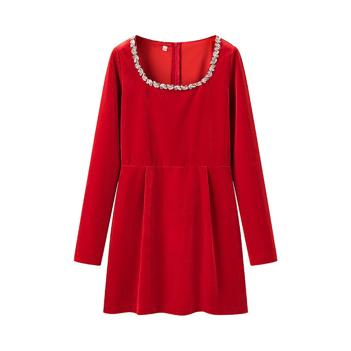 Damen nan elegantes Minikleid mit quadratischem Ausschnitt und Kristallbesatz Echo Archiv