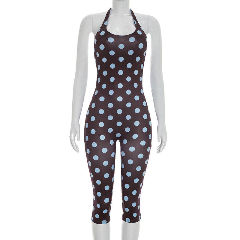 Damen Sportanzug mit Polka-Dots und tiefem V-Ausschnitt Echo Archiv