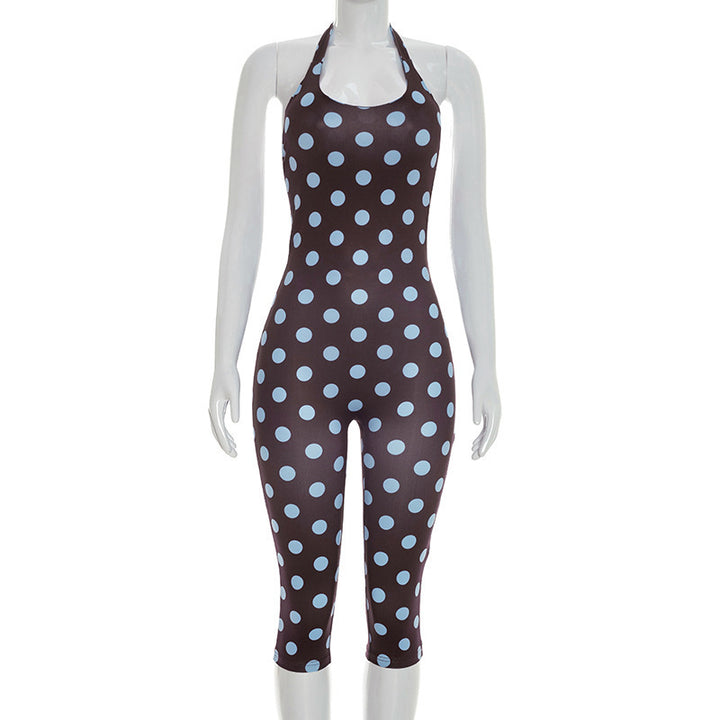 Damen Sportanzug mit Polka-Dots und tiefem V-Ausschnitt Echo Archiv