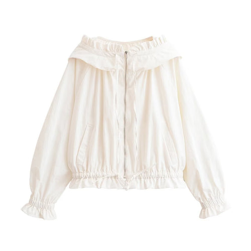 Damen lockere Windjacke mit Raffung und praktischen Taschen Echo Archiv