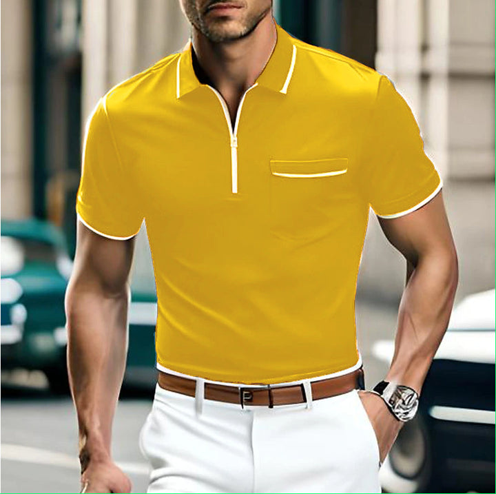 Herren Polohemd mit contrasting Zipper und Brusttasche Echoarchiv