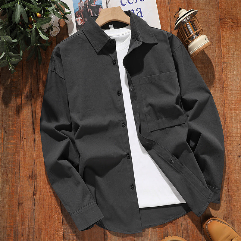 Herren lässige Langarmhemdjacke aus atmungsaktivem Baumwollmaterial Echoarchiv