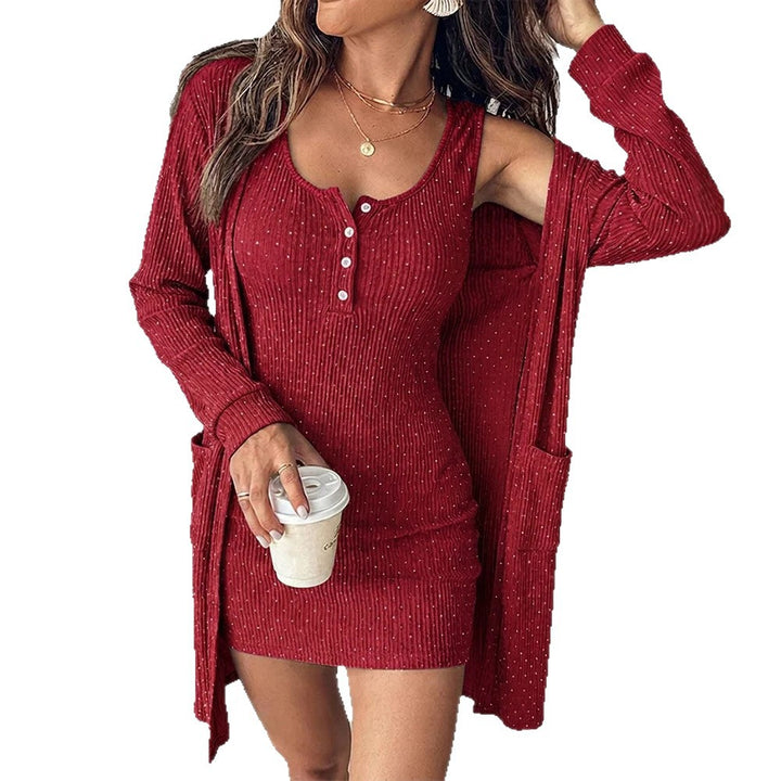 Damen Figurschmeichelndes Minikleid mit Knopfleiste Echo Archiv