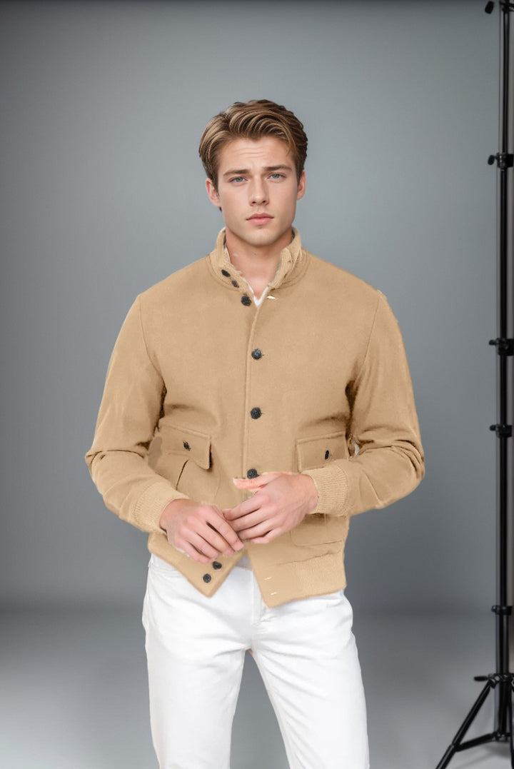 Herren lässige und strukturierte Baumwolljacke mit praktischen Taschen Echoarchiv