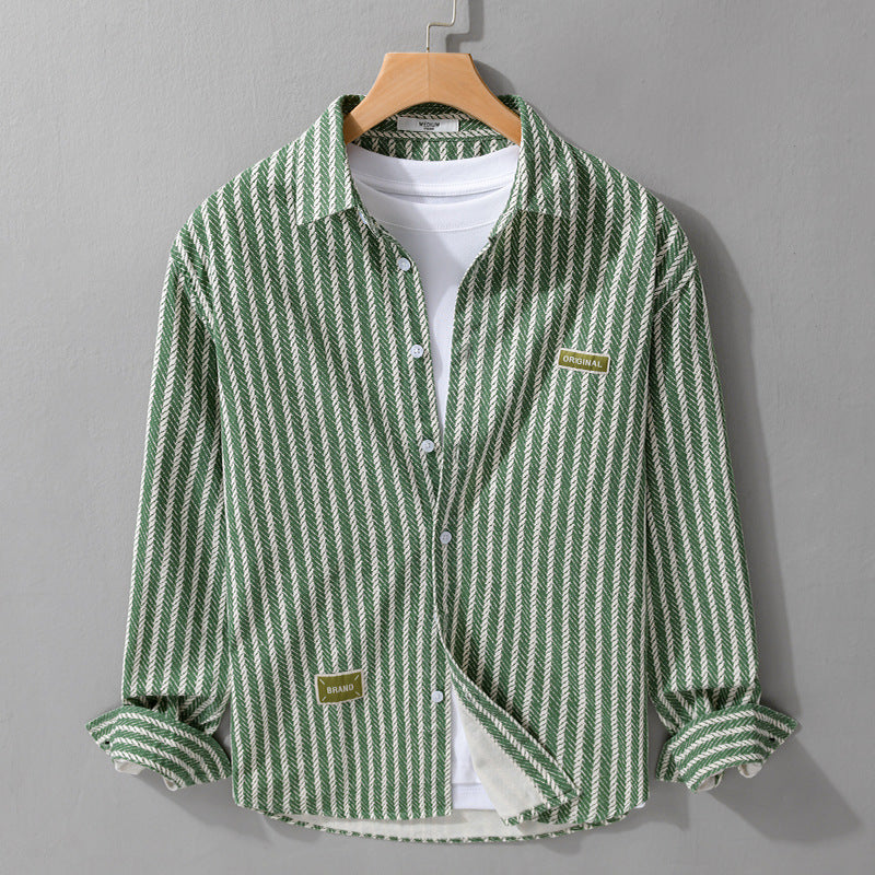 Herren Texturiertes Hemdjacken-Overshirt mit diagonaler Fischgrät-Struktur Echoarchiv