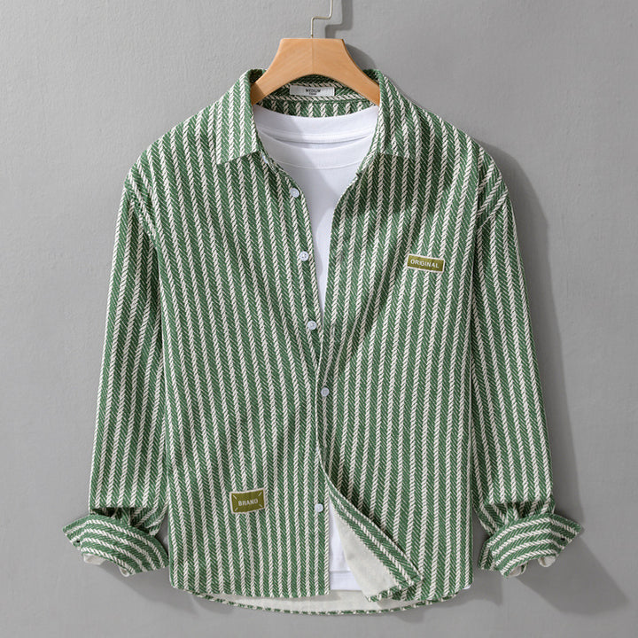 Herren Texturiertes Hemdjacken-Overshirt mit diagonaler Fischgrät-Struktur Echoarchiv