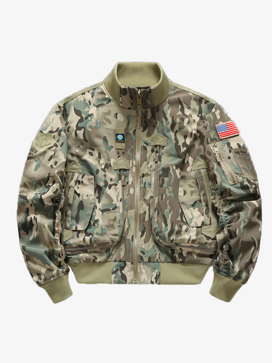 Herren Flieger-Bomberjacke im Militärstil mit Multifunktions-Taschen Echo Archiv
