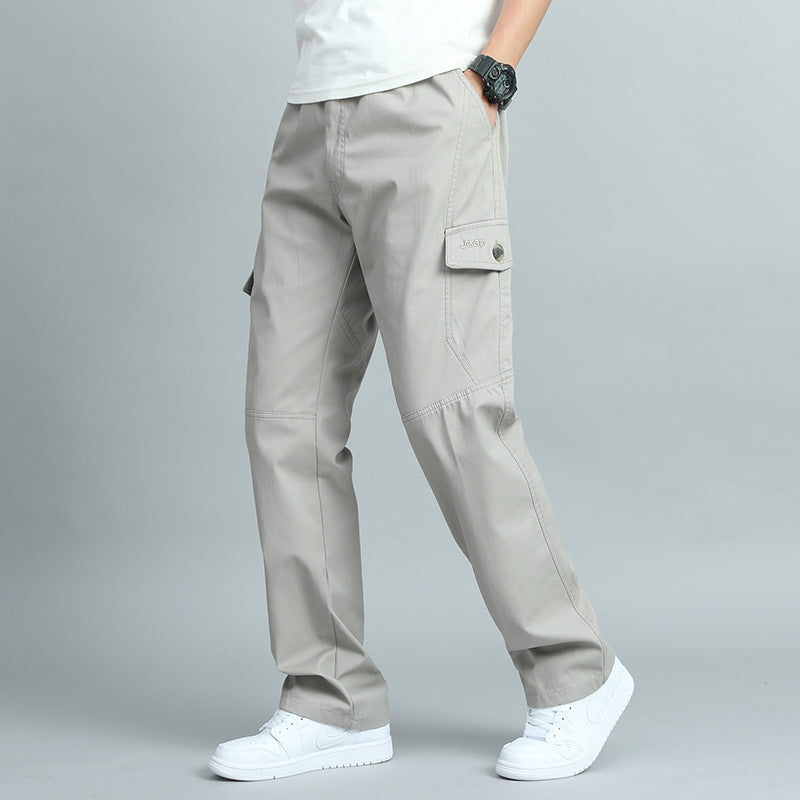 Herren Robuste Canvas-Cargohose mit geradem Bein, Knieabnähern & Klappentaschen Echo Archiv