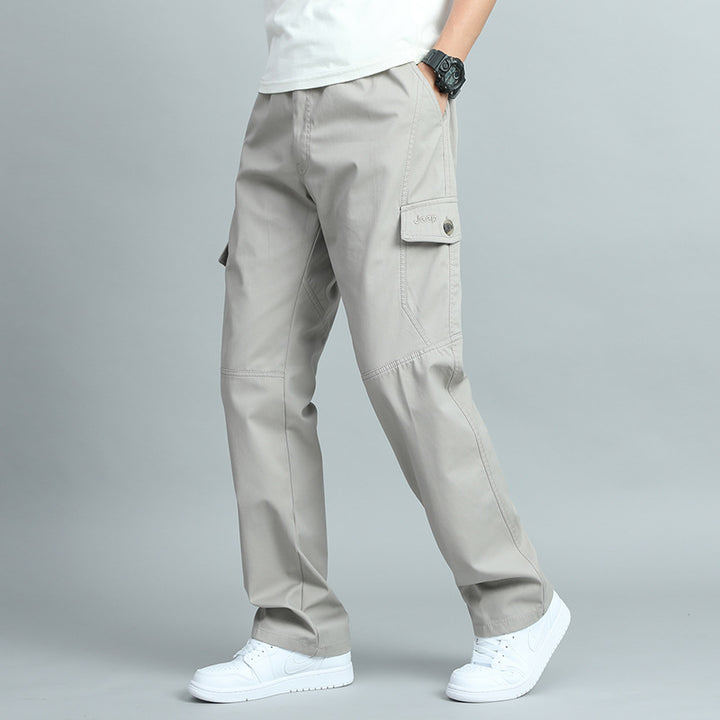 Herren Robuste Canvas-Cargohose mit geradem Bein, Knieabnähern & Klappentaschen Echo Archiv