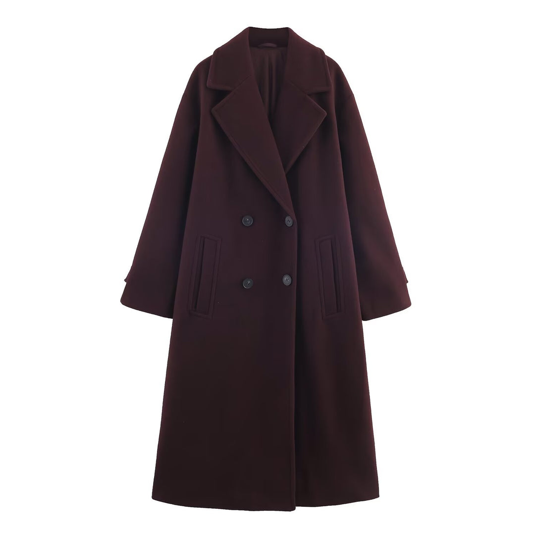 Damen Doppelreihiger Oversize‑Mantel mit fallendem Revers und Eingrifftaschen Echo Archiv