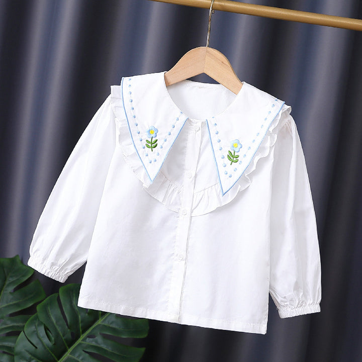 Mädchen Rüschenbluse mit besticktem Kragen Echo Archiv