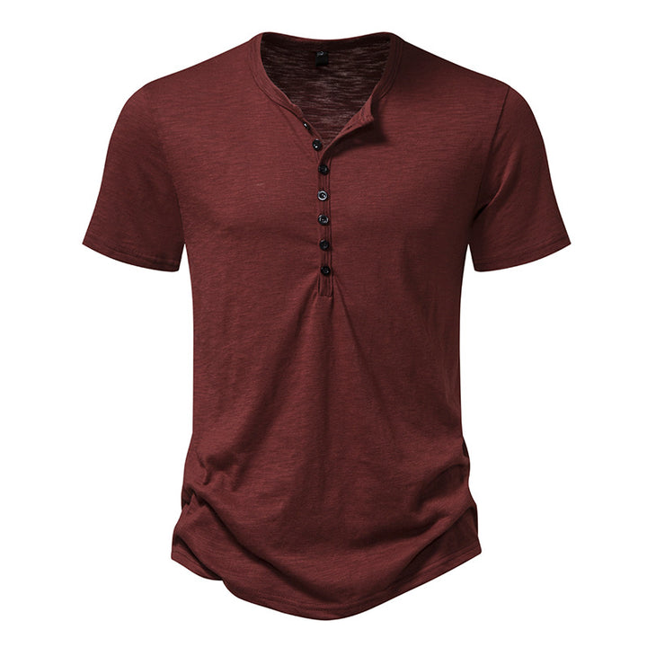 Herren Kurzarm Henley-Shirt mit dekorativer Knopfleiste Echoarchiv