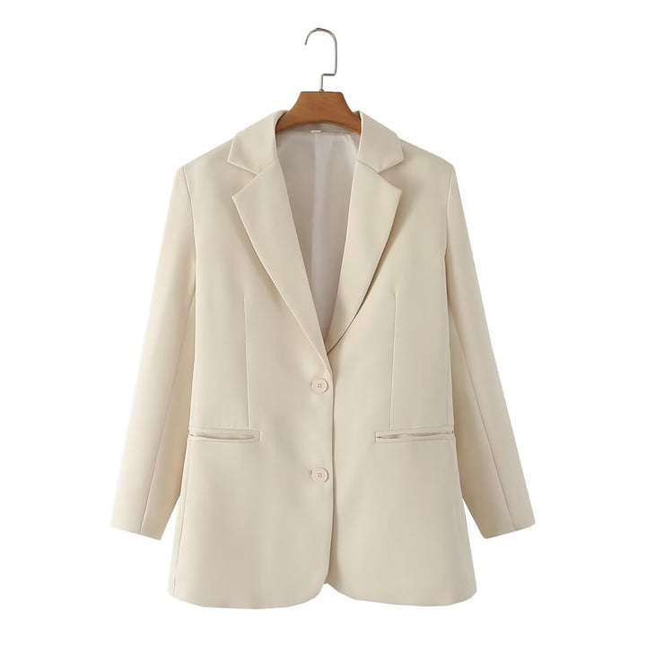 Damen nan taillierter Oversize-Blazer mit Reverskragen, Knopfverschluss und paspelierten Leistentaschen Echo Archiv