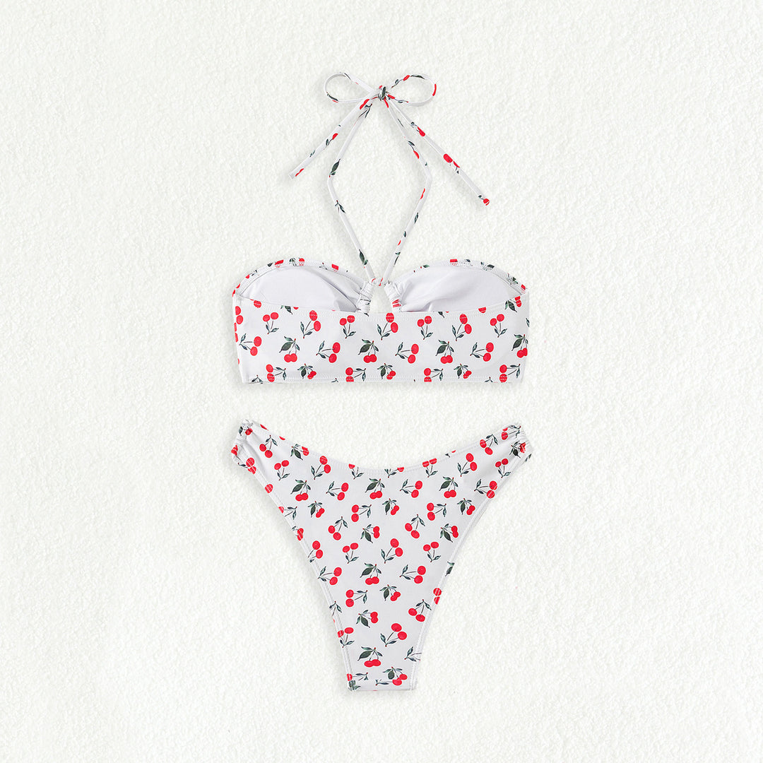 Damen Bandeau-Bikini-Set mit verspieltem Kirschmuster Echo Archiv