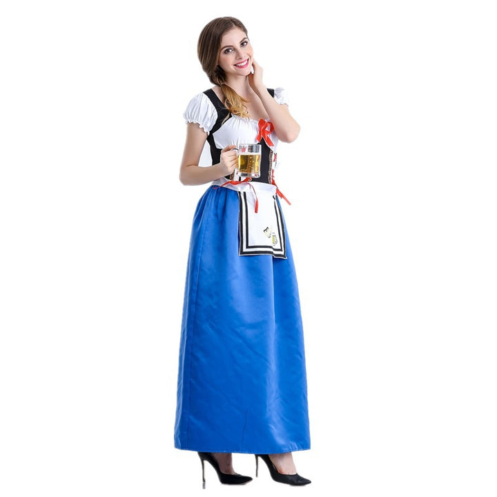 Damen nan traditionelles Dirndlkleid mit geschnürtem Mieder und langer Trachtenschürze Echo Archiv