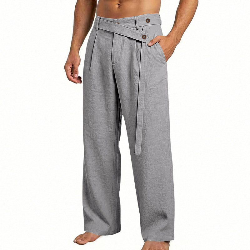 Herren nan weite Leinenhose mit Wickelbund, hoher Taille und legerem Bein Echo Archiv