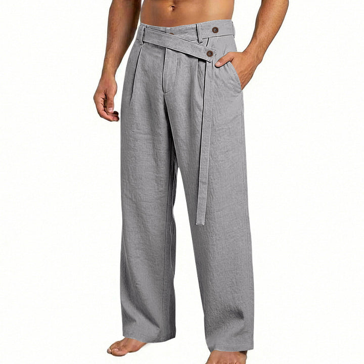 Herren nan weite Leinenhose mit Wickelbund, hoher Taille und legerem Bein Echo Archiv