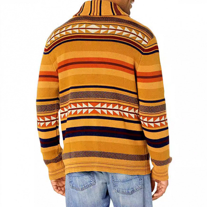 Herren Strickjacke mit geometrischem Muster und praktischen Taschen Echoarchiv