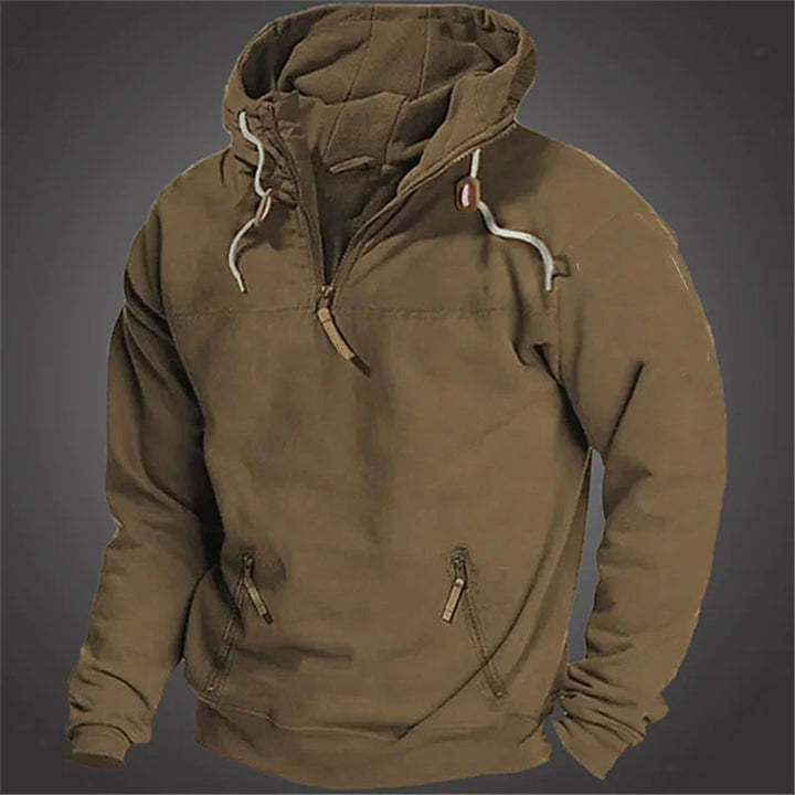 Herren lässiger Pullover mit halbem Reißverschluss und praktischen Kängurutaschen Echoarchiv