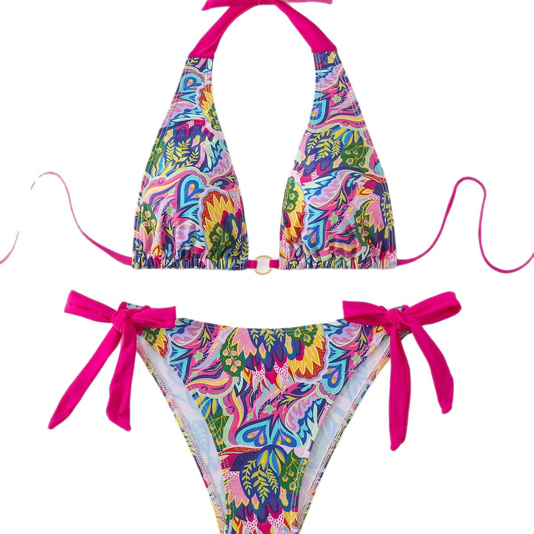Damen Triangel-Bikini mit modischem Bindeband und auffälligem Mustermix Echo Archiv