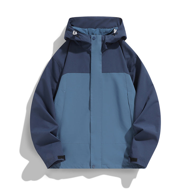 Herren Zweifarbige Softshell-Fieldjacke mit Kapuze, winddichtem Obermaterial und minimalistischen Eingriffstaschen Echo Archiv