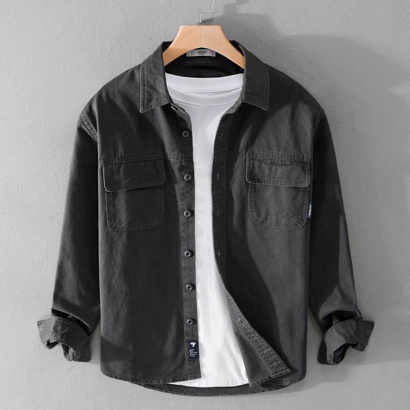 Herren Overshirt-Jacke aus Baumwoll-Twill mit aufgesetzten Brusttaschen und Knopfleiste Echoarchiv