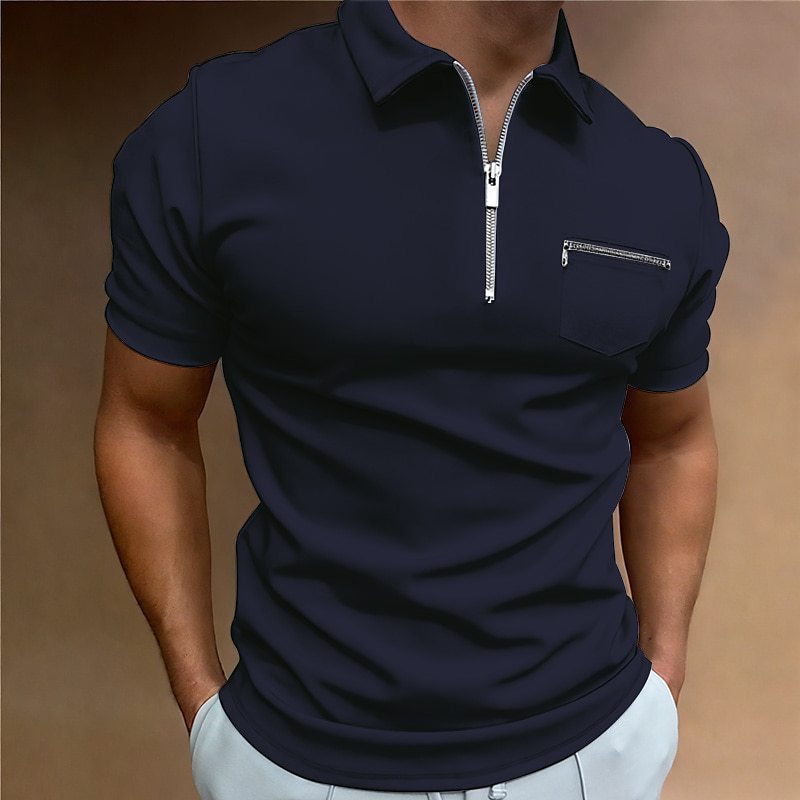 Herren Poloshirt mit modischem Reißverschluss und praktischer Brusttasche Echoarchiv