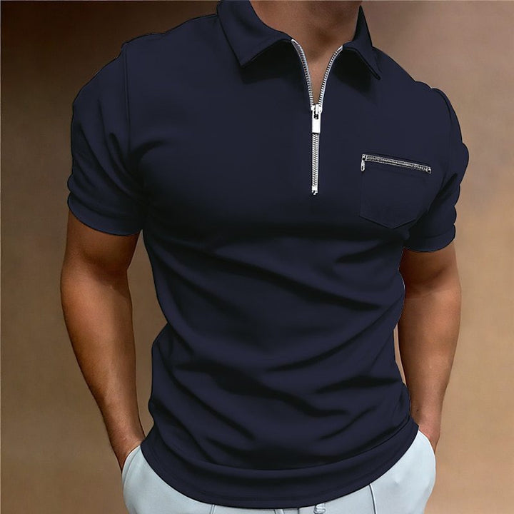Herren Poloshirt mit modischem Reißverschluss und praktischer Brusttasche Echoarchiv