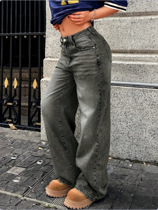 Damen High-Waist Weite Denim‑Hose mit Palazzo‑Schnitt Echo Archiv