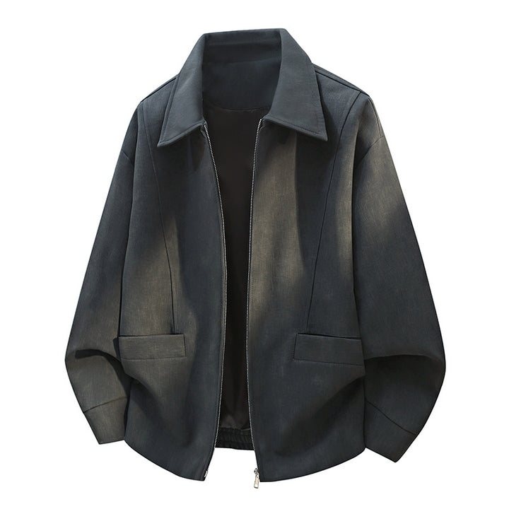 Herren Oversize-Bomberjacke im Used-Effekt mit Stehkragen, elastischem Bund und Pattentaschen Echoarchiv