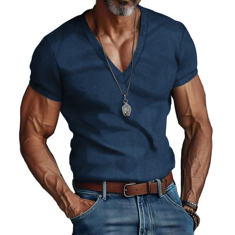Herren Kurzarm V-Ausschnitt T-Shirt Echoarchiv